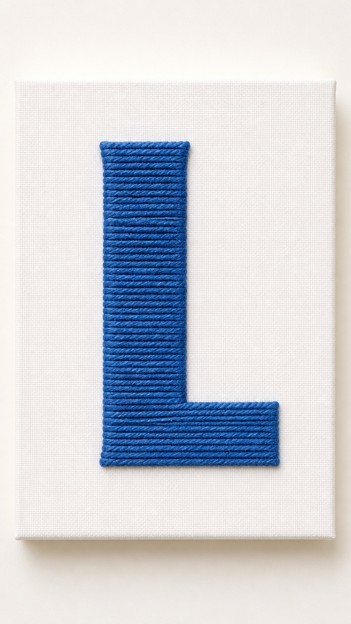 Yarn-Wrapped L on Canvas