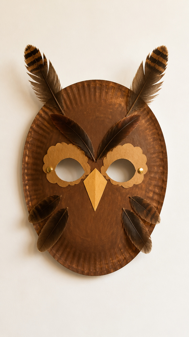 Owl Mask with Feathers