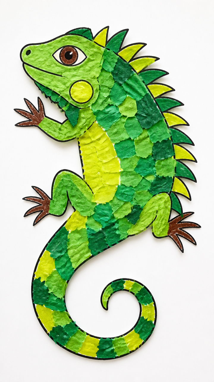 Iguana with Tissue Paper