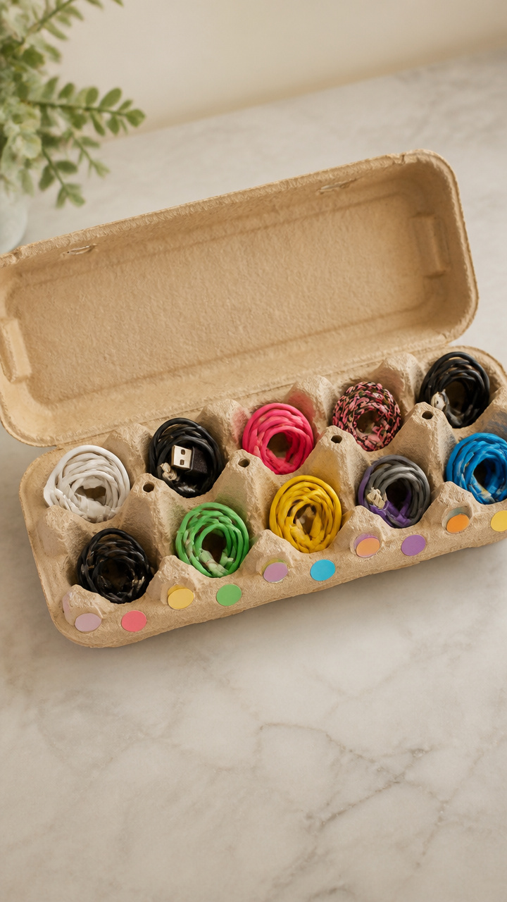 Egg Carton Cable Organizer