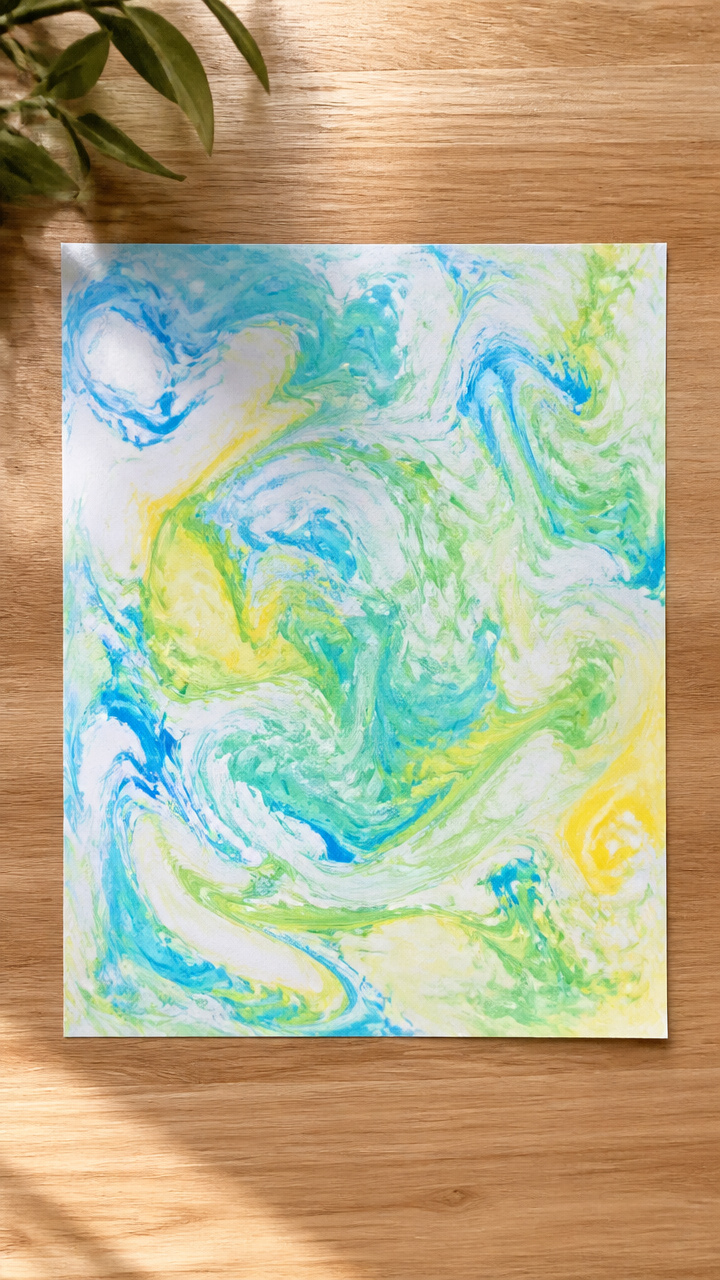Shaving Cream Marbled Paper