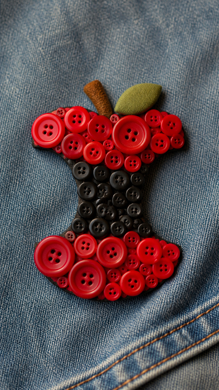 Apple Core Button Brooch