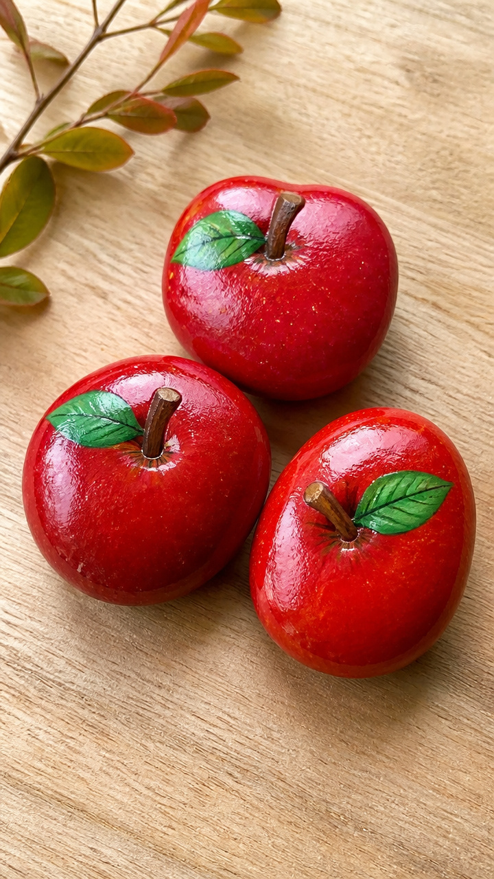 Apple Painted Rock Trio