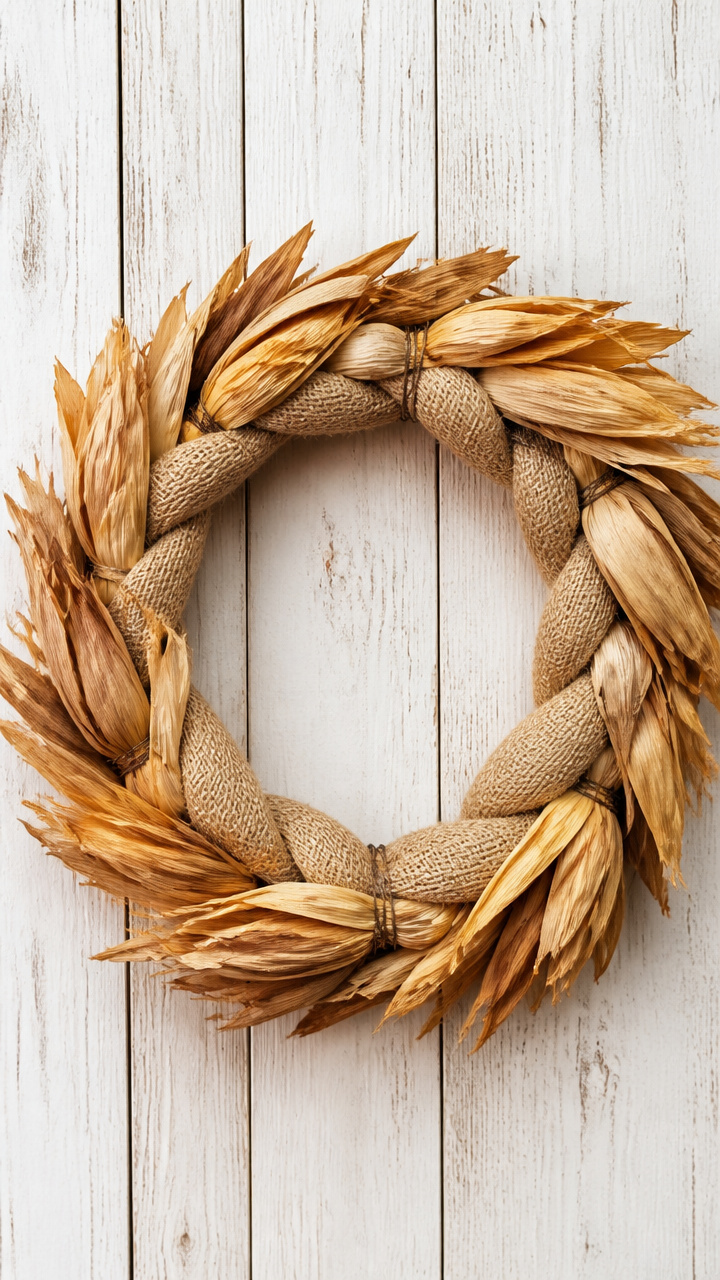 Burlap Corn Husk Wreath
