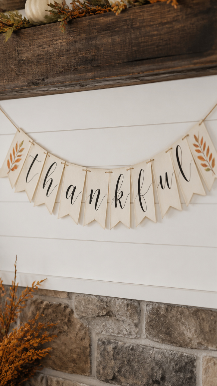 Calligraphy Thankful Banner