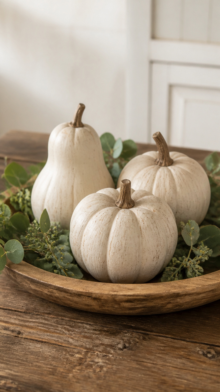 Chalk Painted Gourd Centerpiece