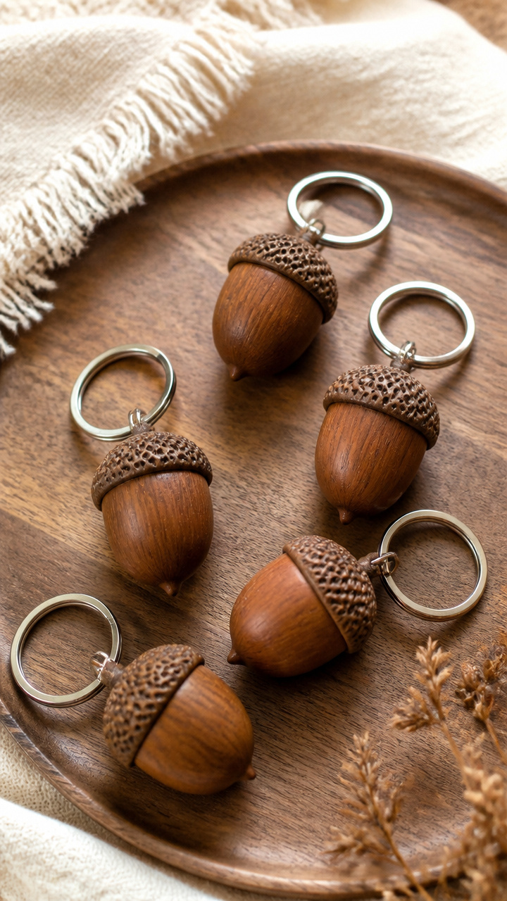 Clay Acorn Keychains