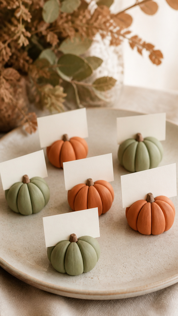 Clay Pumpkin Place Card Holders