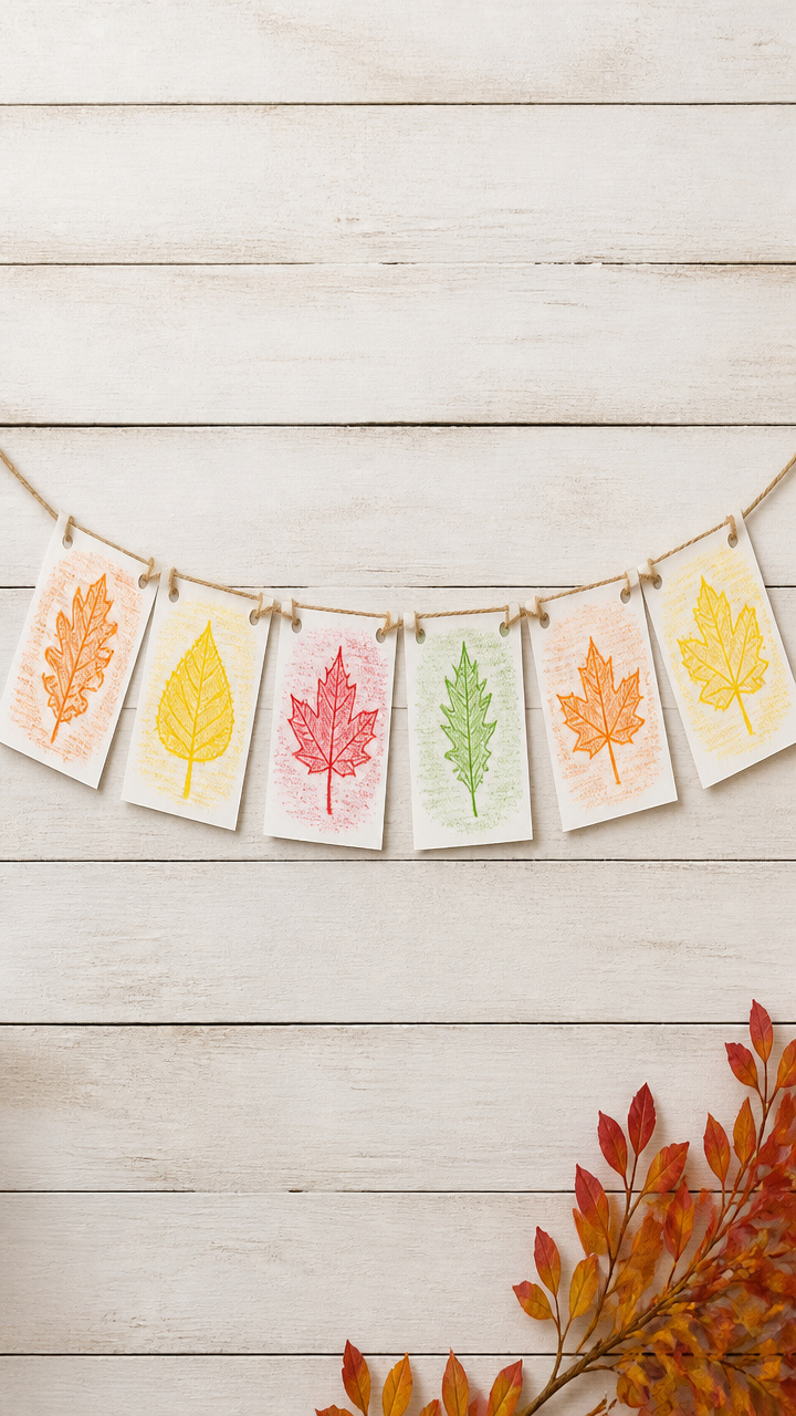 Crayon Leaf Rubbings Garland