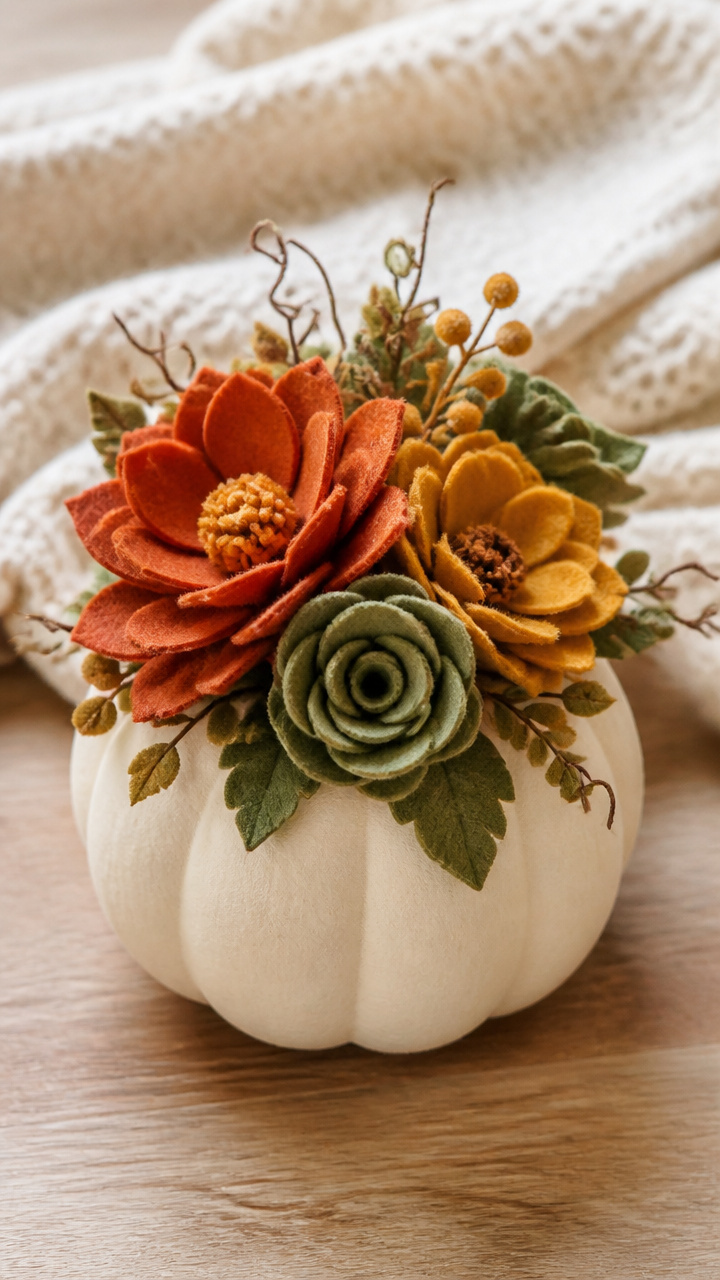 Felt Flower Cluster Pumpkin