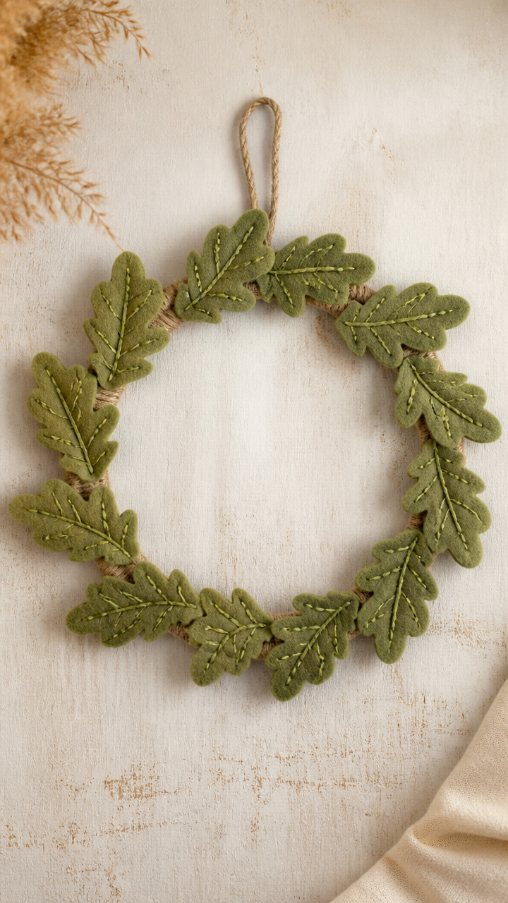 Felt Oak Leaf Garland Wreath