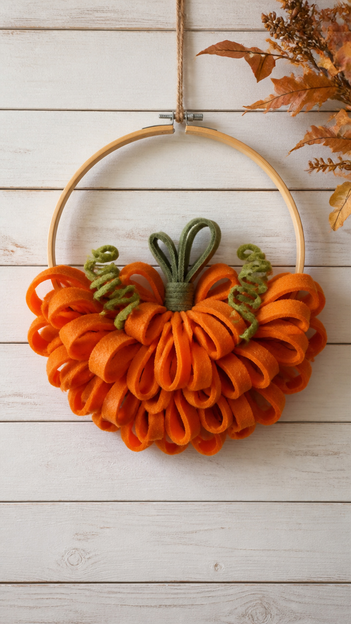 Felt Strip Wreath Pumpkin