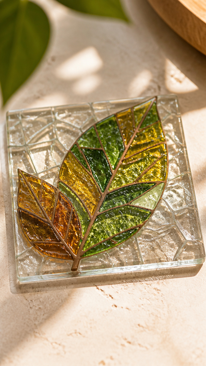 Glass Tile Mosaic Leaves