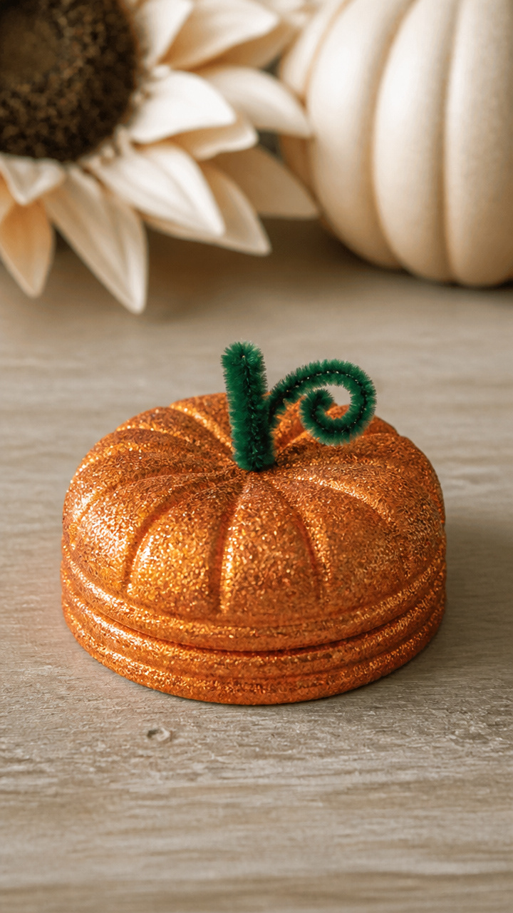 Glitter Mason Jar Lid Pumpkin