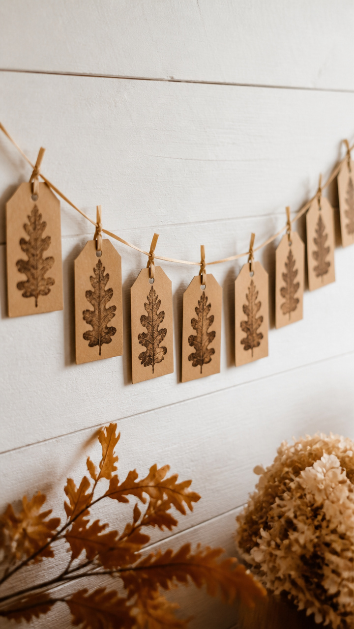 Ink-Stamped Paper Leaves