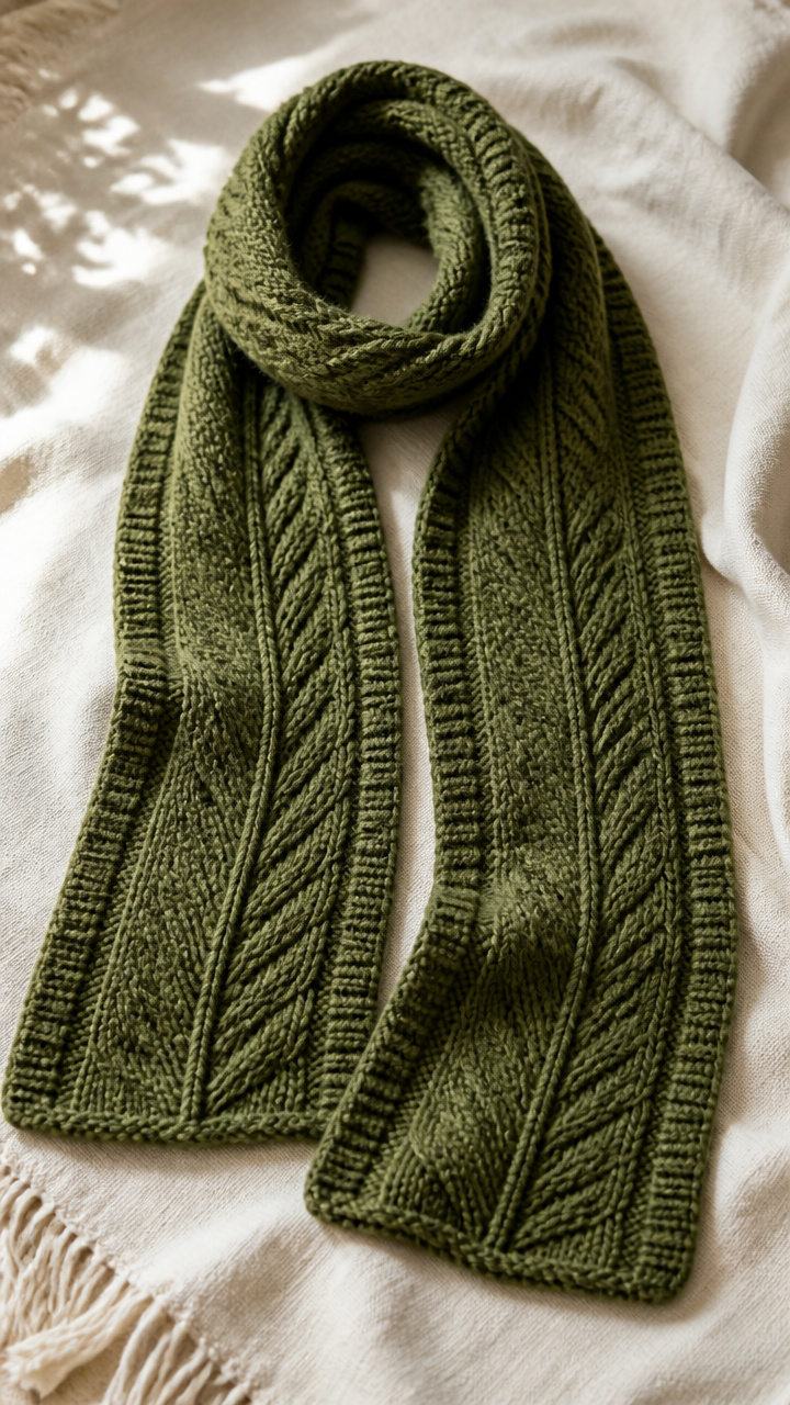 Leaf-Inspired Knit Scarf