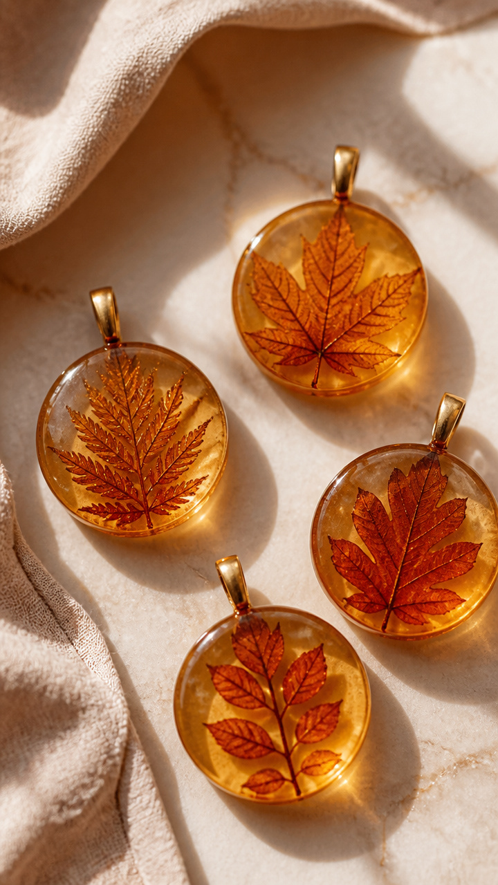 Leaf Pressed Resin Pendants