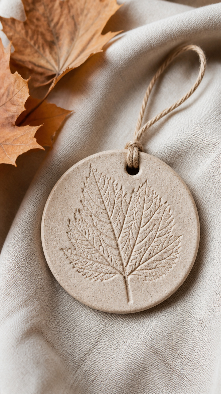 Leaf Print Clay Ornaments