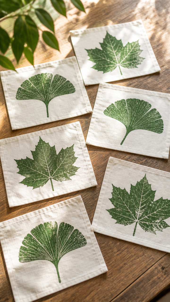 Leaf Print Fabric Squares