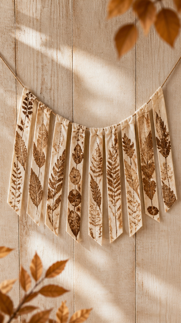 Leaf Print Fabric Strips