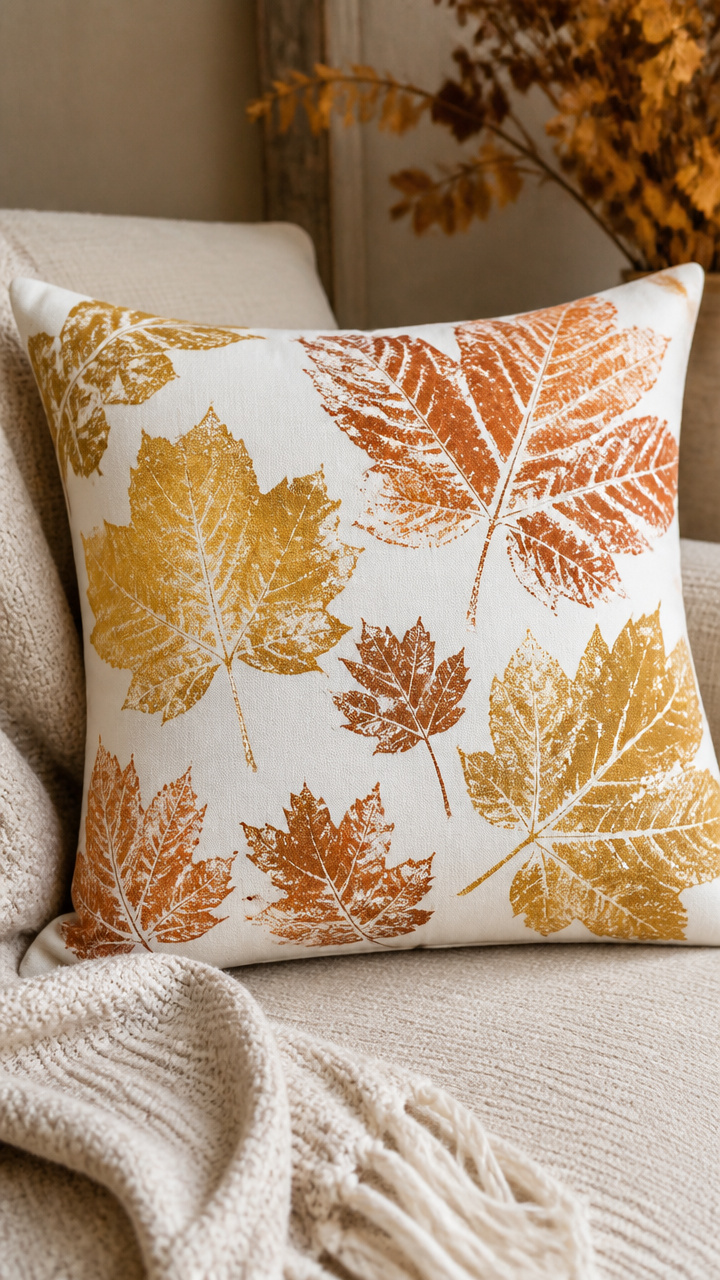 Leaf Print Pillow Cover
