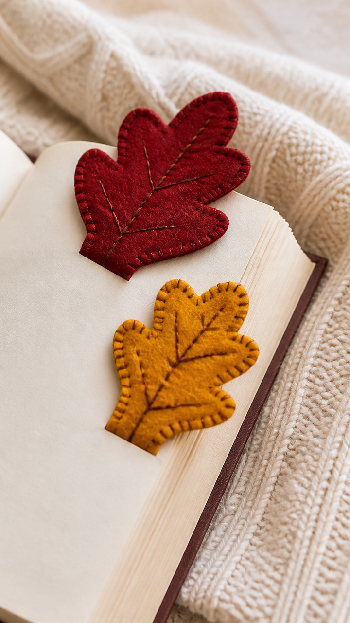 Leaf-Shaped Felt Bookmarks