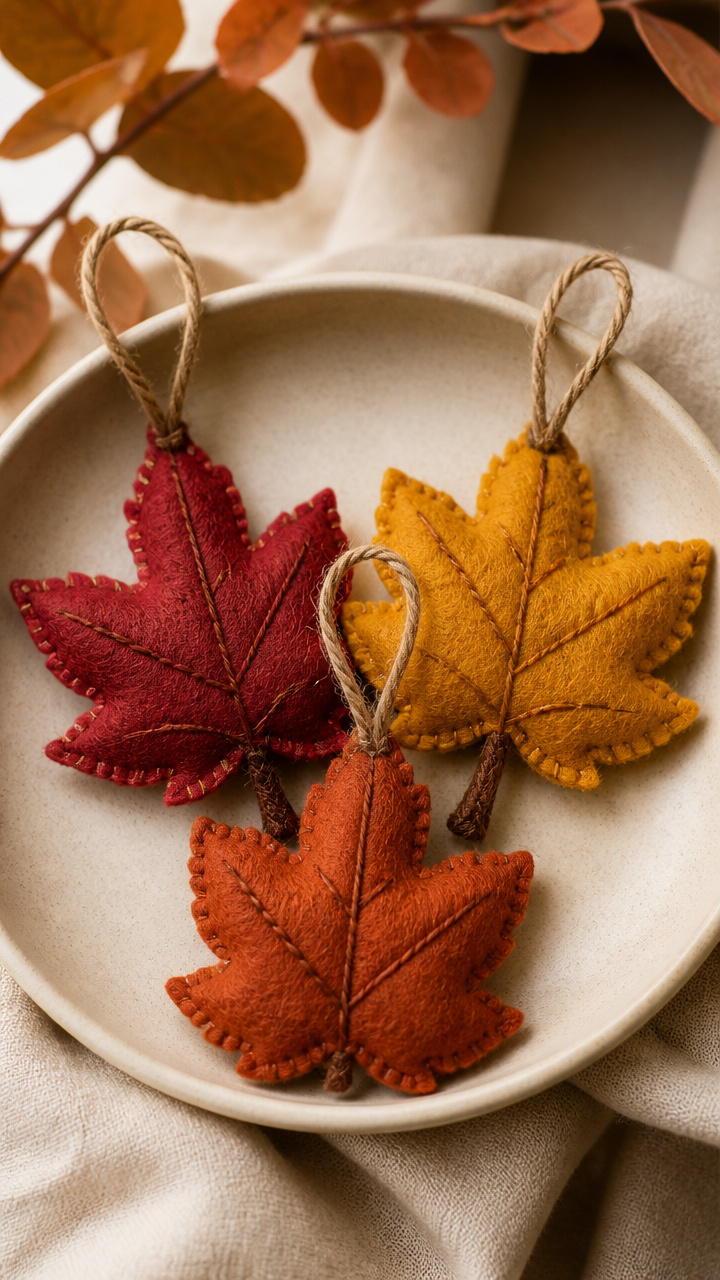 Leaf-Shaped Felt Ornaments