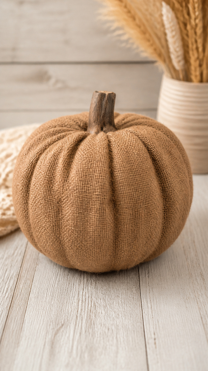 Painted Burlap Pumpkin
