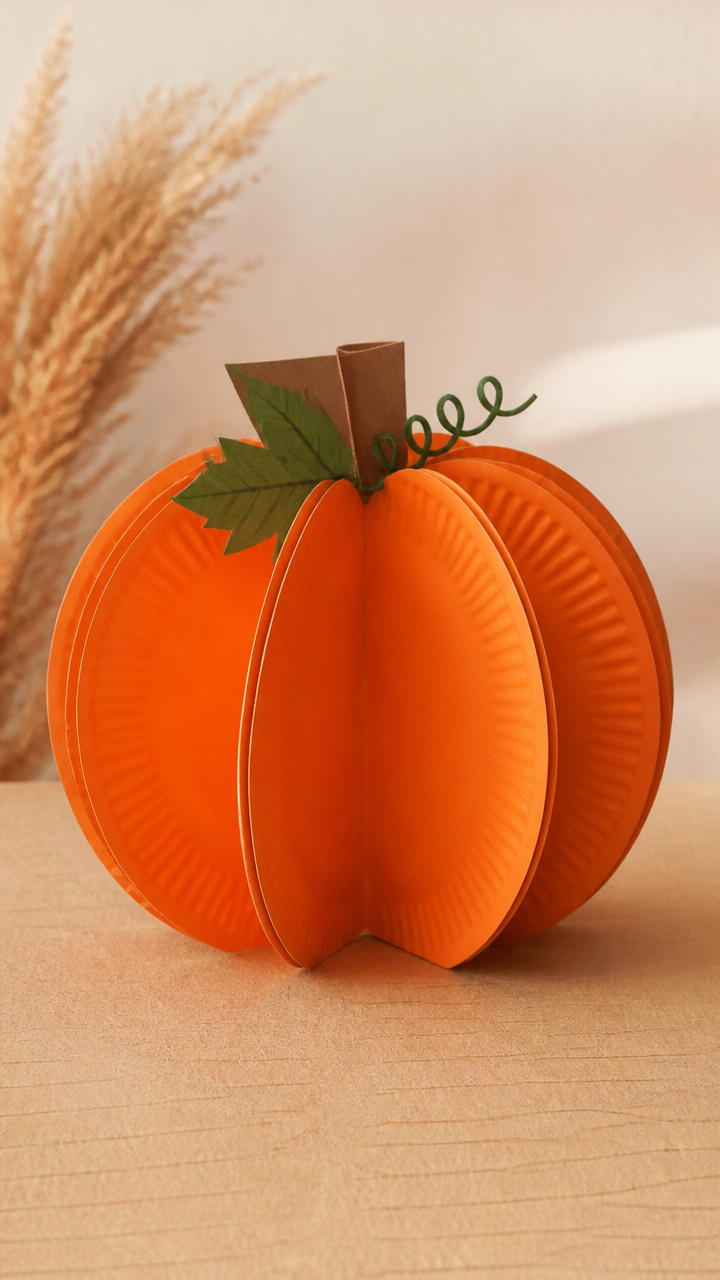 Paper Plate Fan Pumpkin