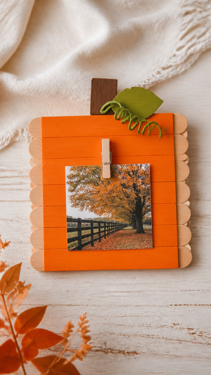 Popsicle Stick Pumpkin Frame