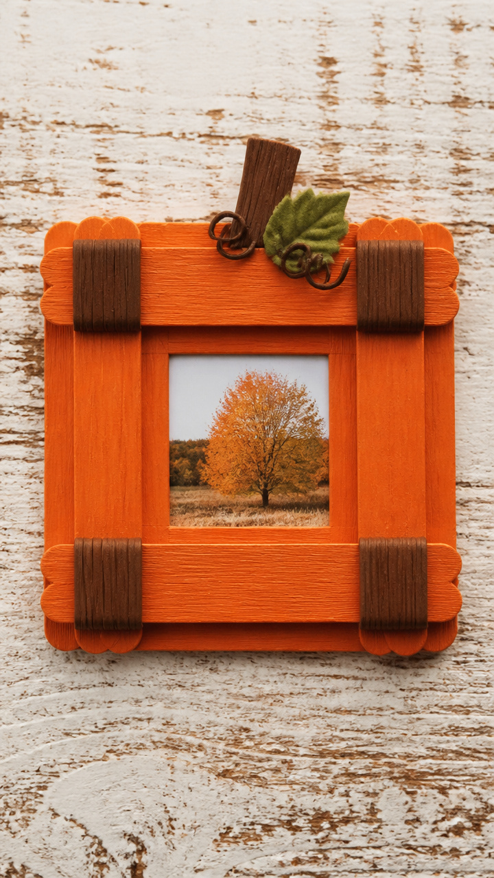 Popsicle Stick Pumpkin Frames