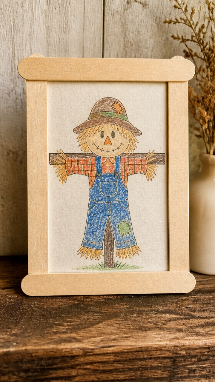 Popsicle Stick Scarecrow Frame