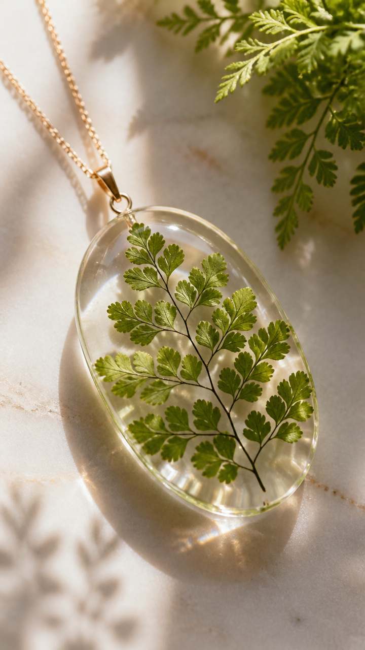 Pressed Fern Resin Pendants