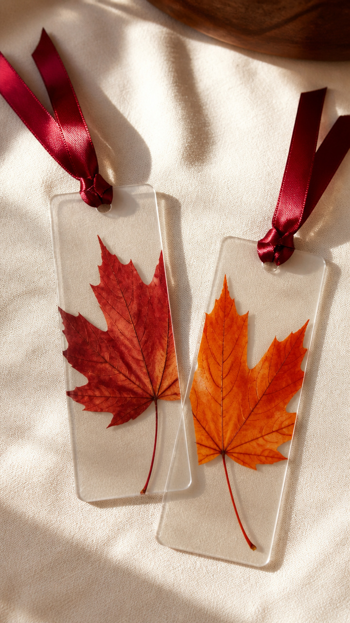 Pressed Maple Leaf Bookmarks