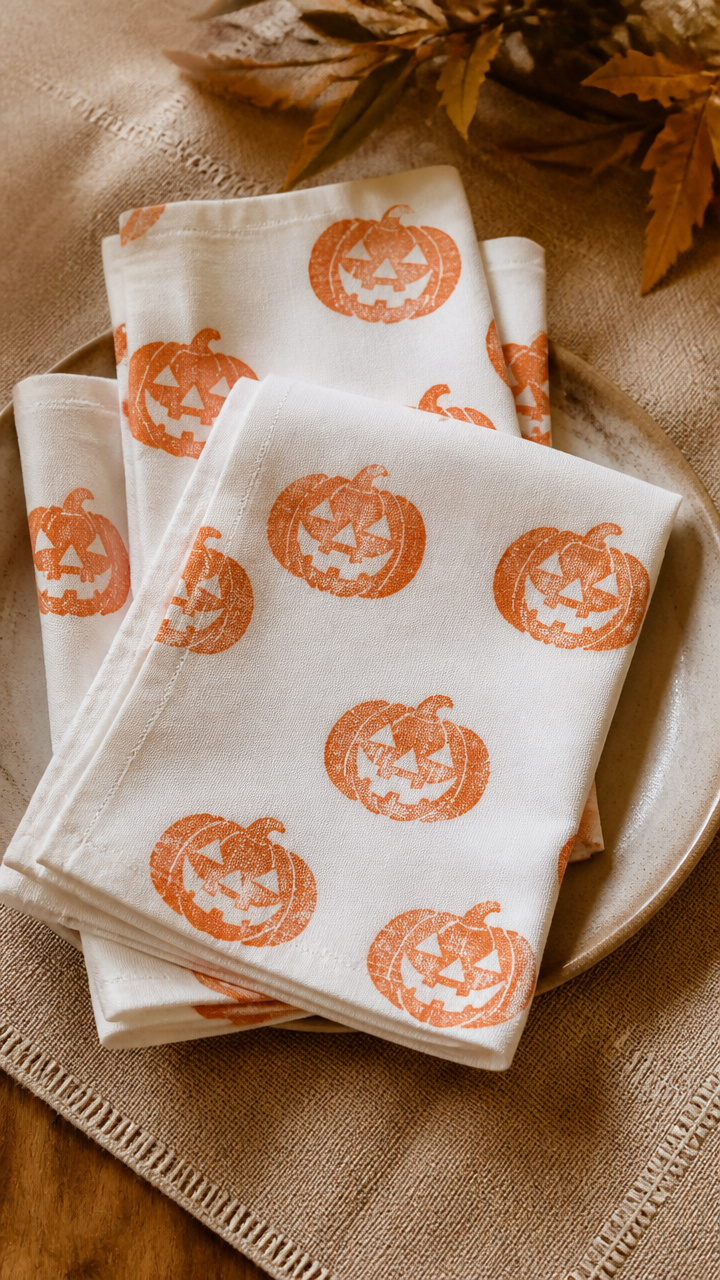 Pumpkin Stamped Napkins