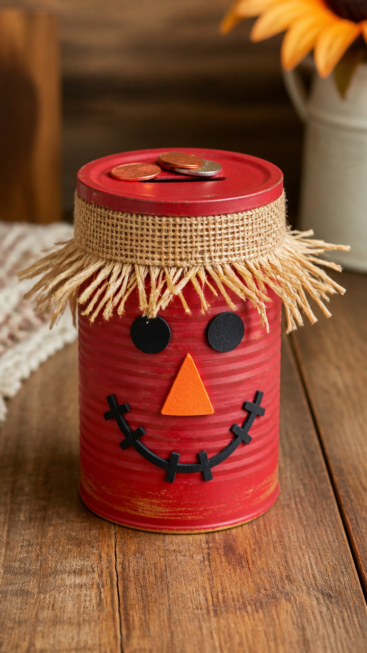 Scarecrow Tin Can Bank