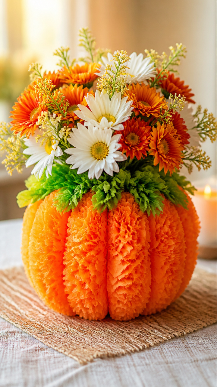 Tissue Paper Pumpkin Vase