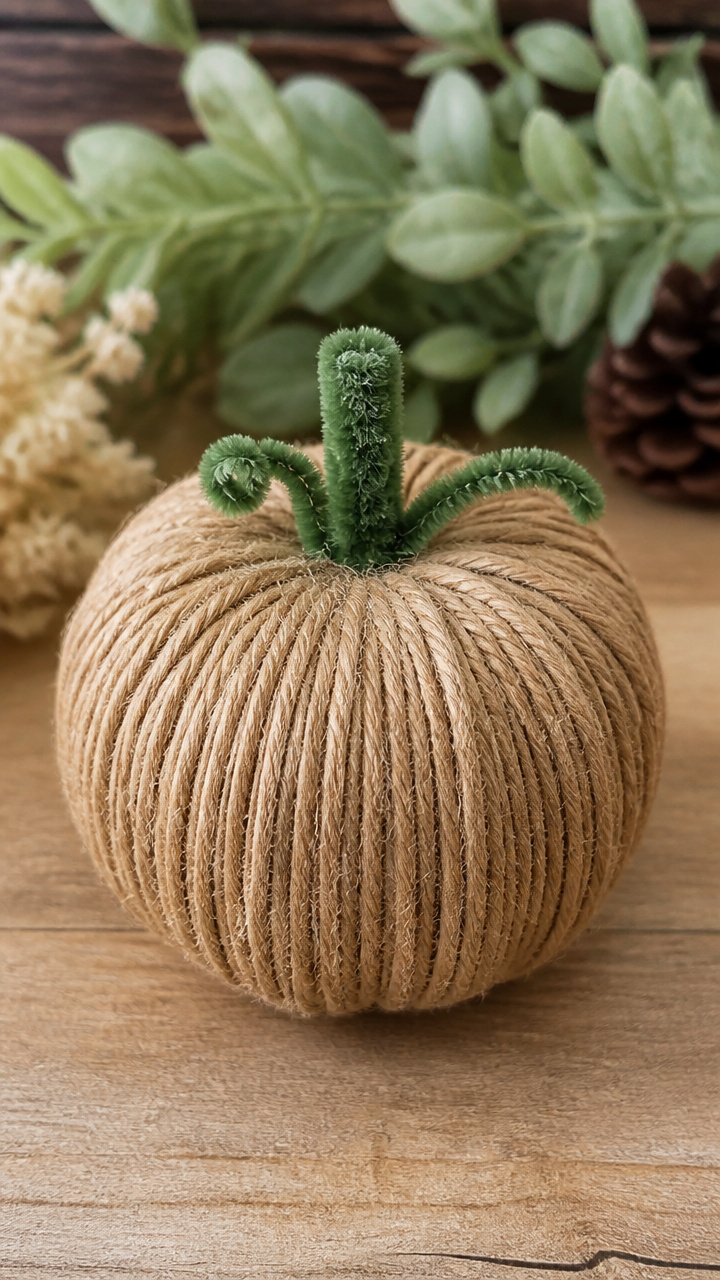 Twine-Wrapped Foam Pumpkin