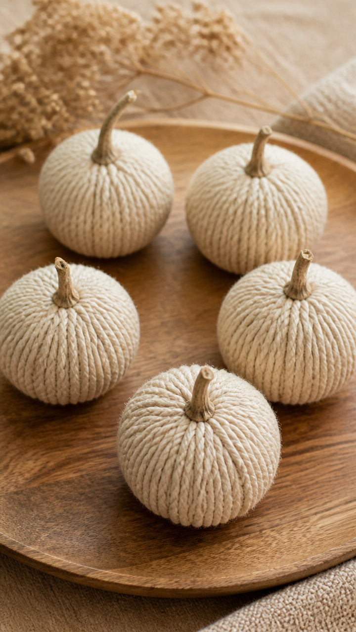 Twine-Wrapped Mini Pumpkins