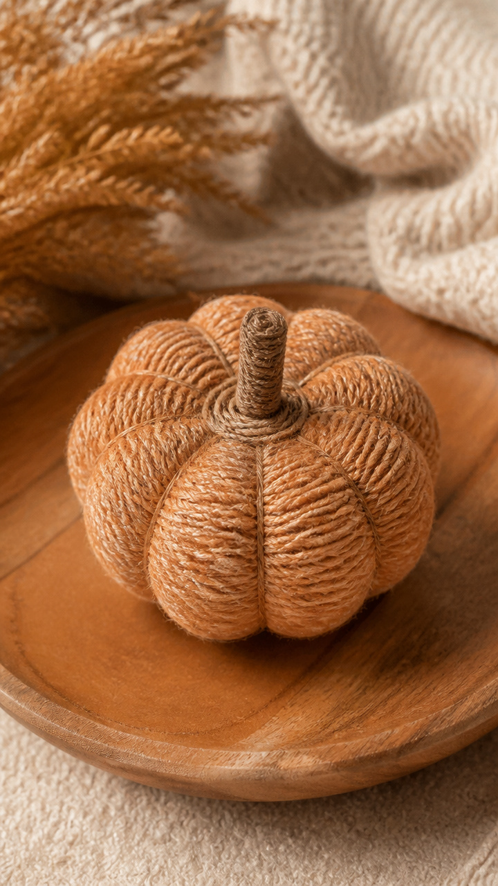 Twine-Wrapped Mini Pumpkins