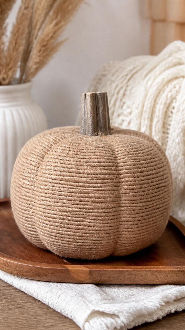 Twine-Wrapped Neutral Pumpkin