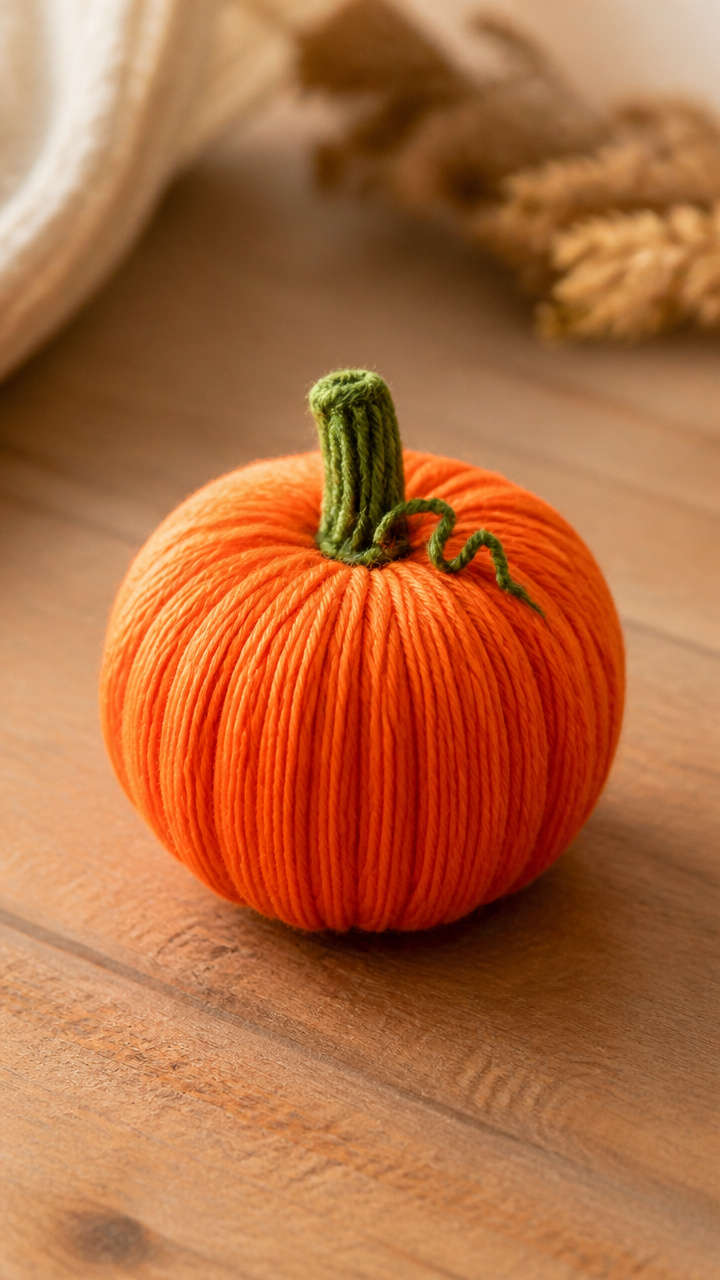 Yarn-Wrapped Clothespin Pumpkin