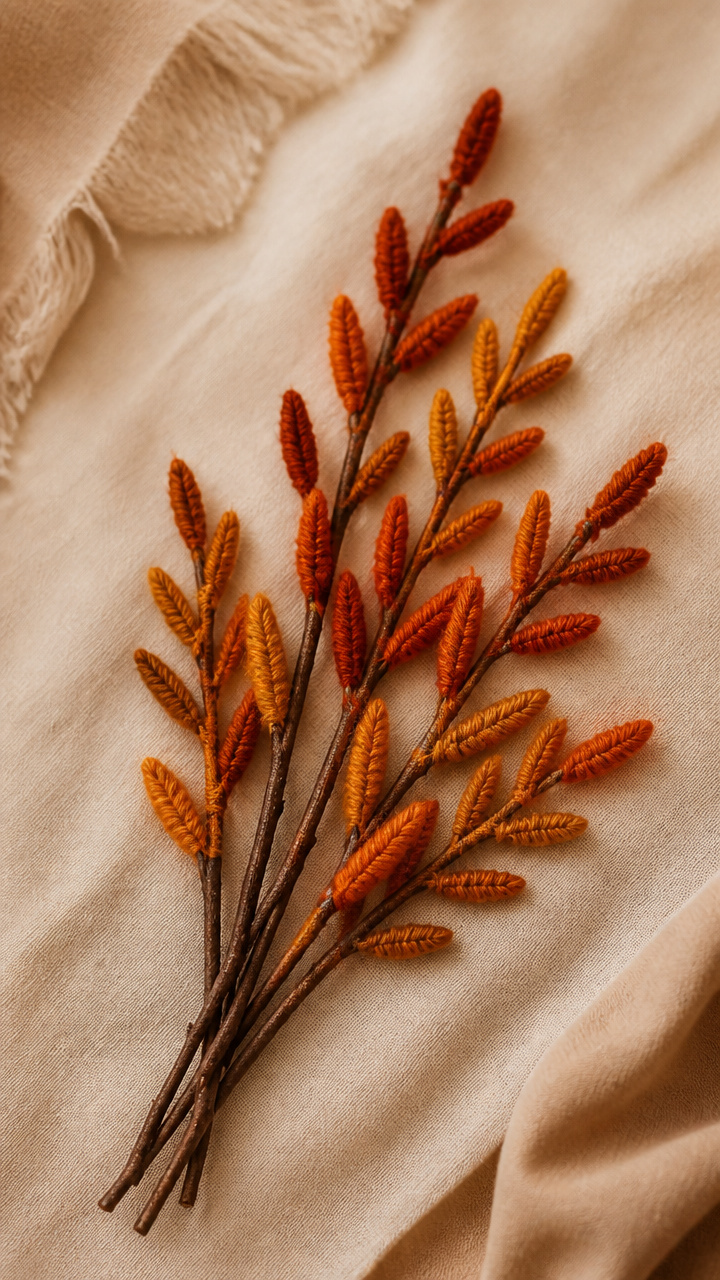 Yarn-Wrapped Twig Sprigs
