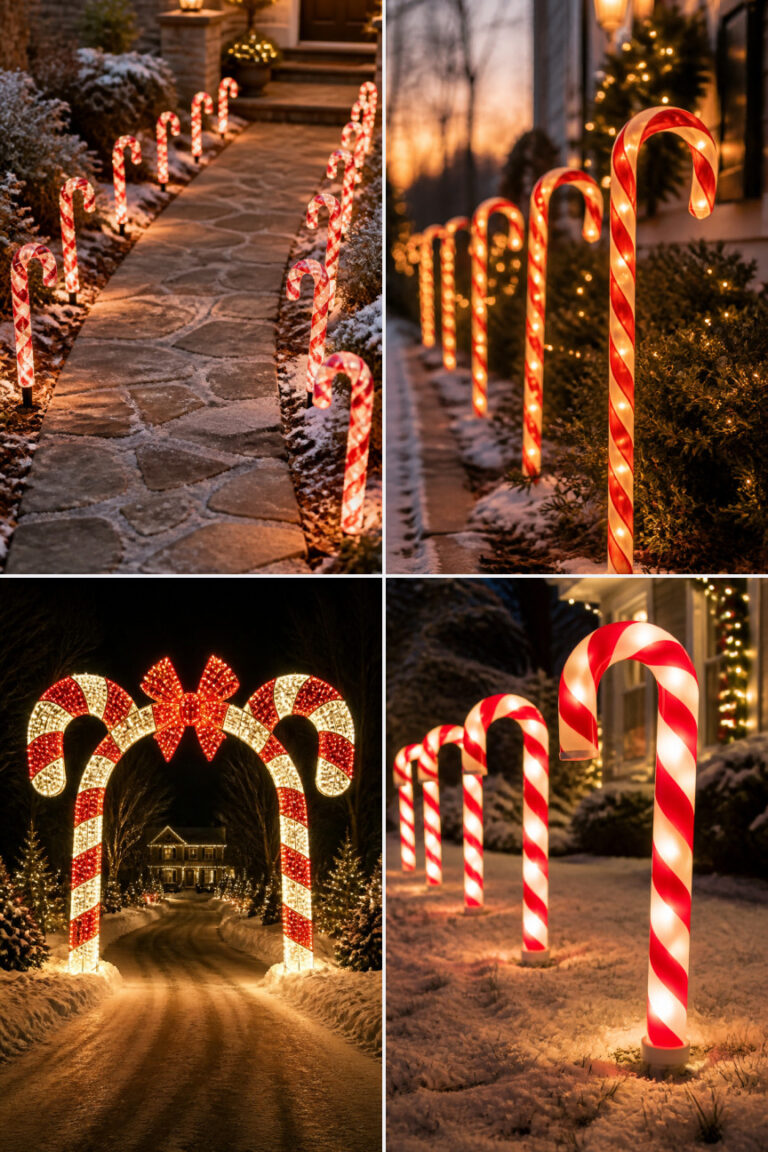 15 Candy Cane Pathway Lighting Ideas for Outdoor Christmas Decor