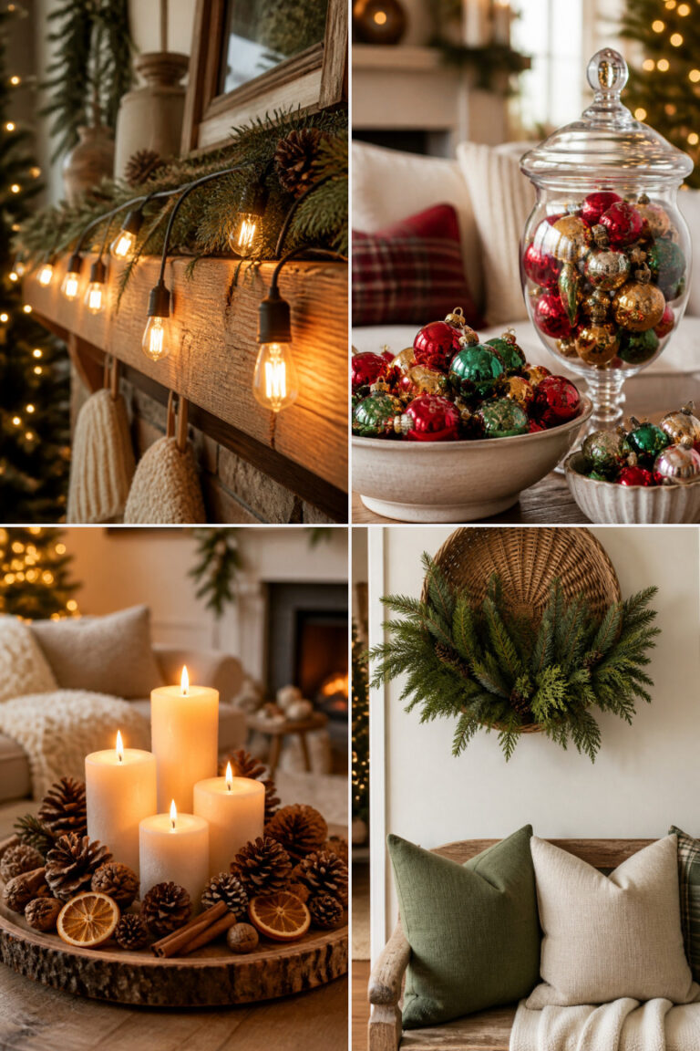 15 Cozy Farmhouse Christmas Living Room Decor Ideas