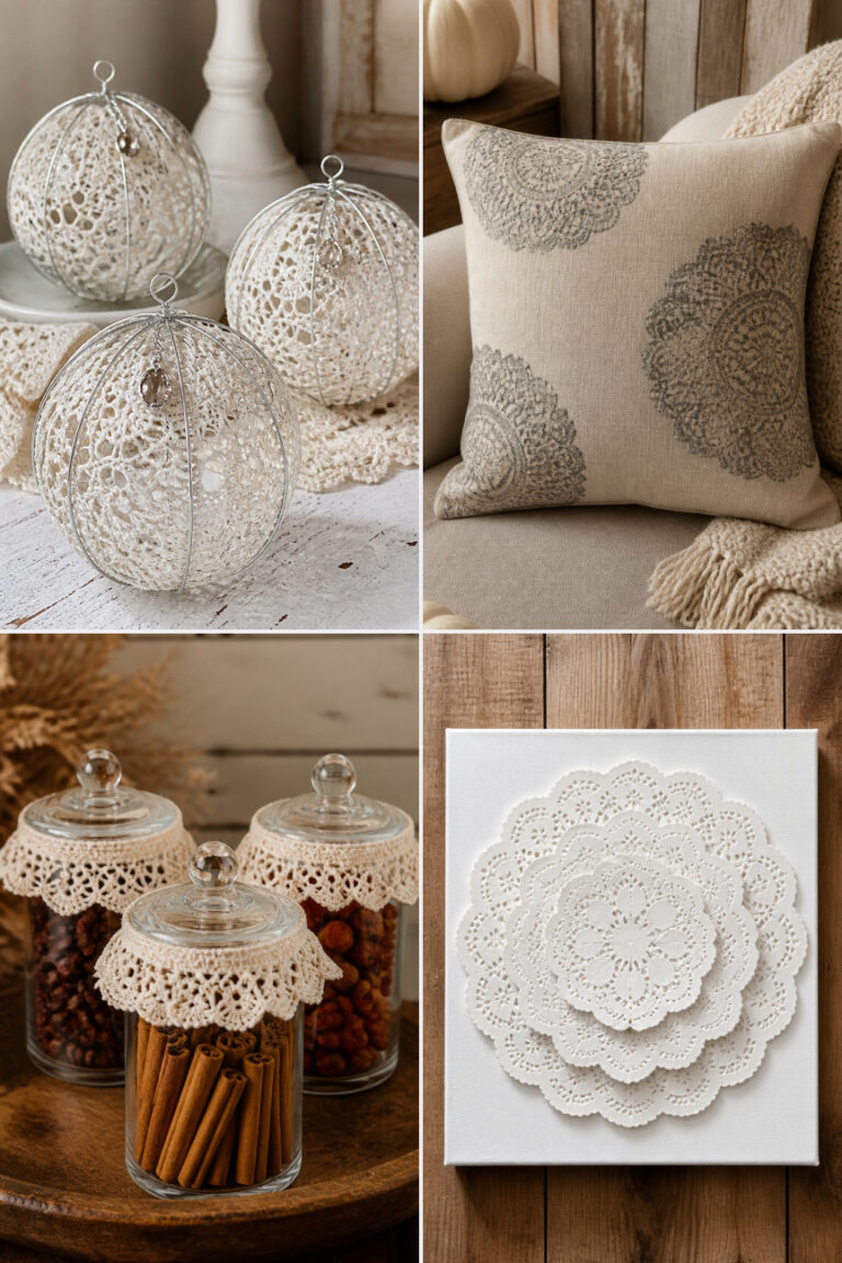 15 Vintage Doily Pumpkin Craft Ideas for a Farmhouse Halloween