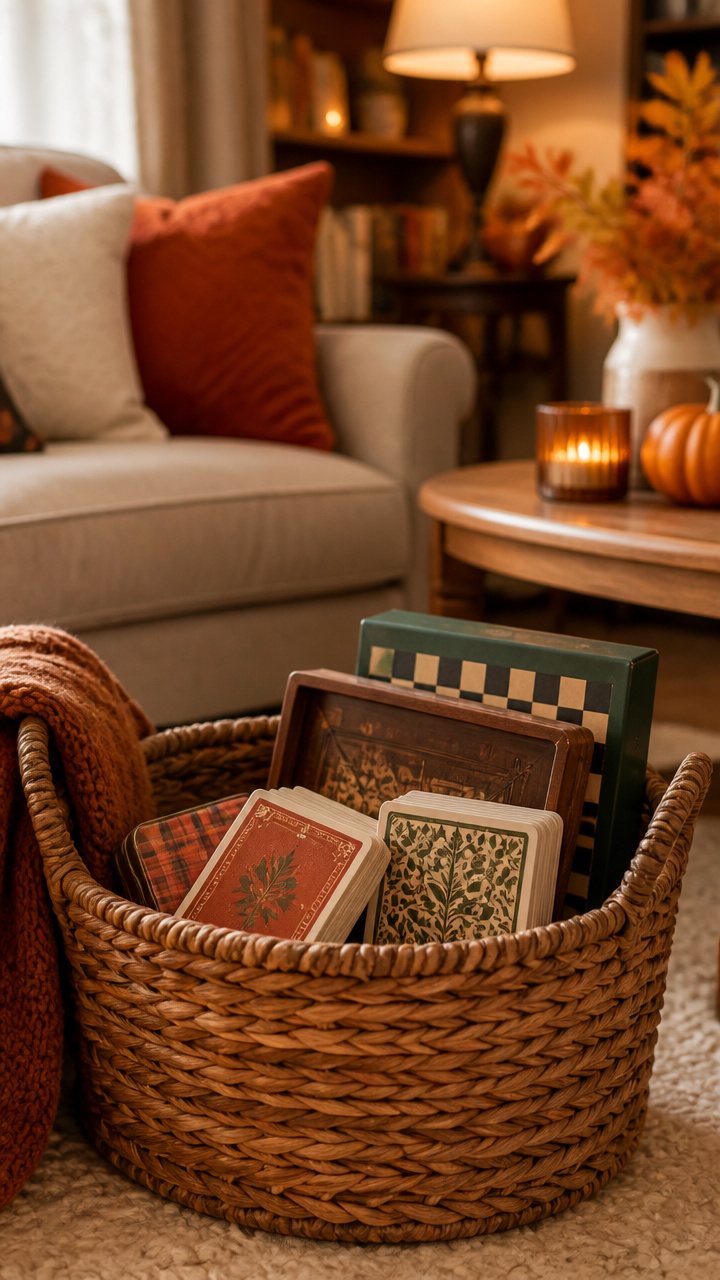 A Basket of Board Games or Conversation Cards