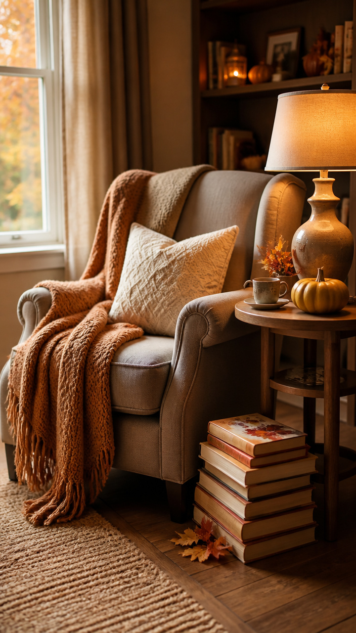A Cozy Reading Nook with Seasonal Books