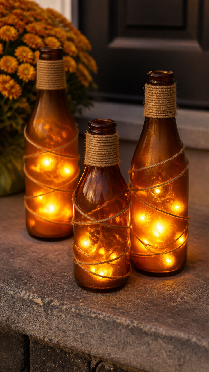 Amber Glass Bottle Luminaries