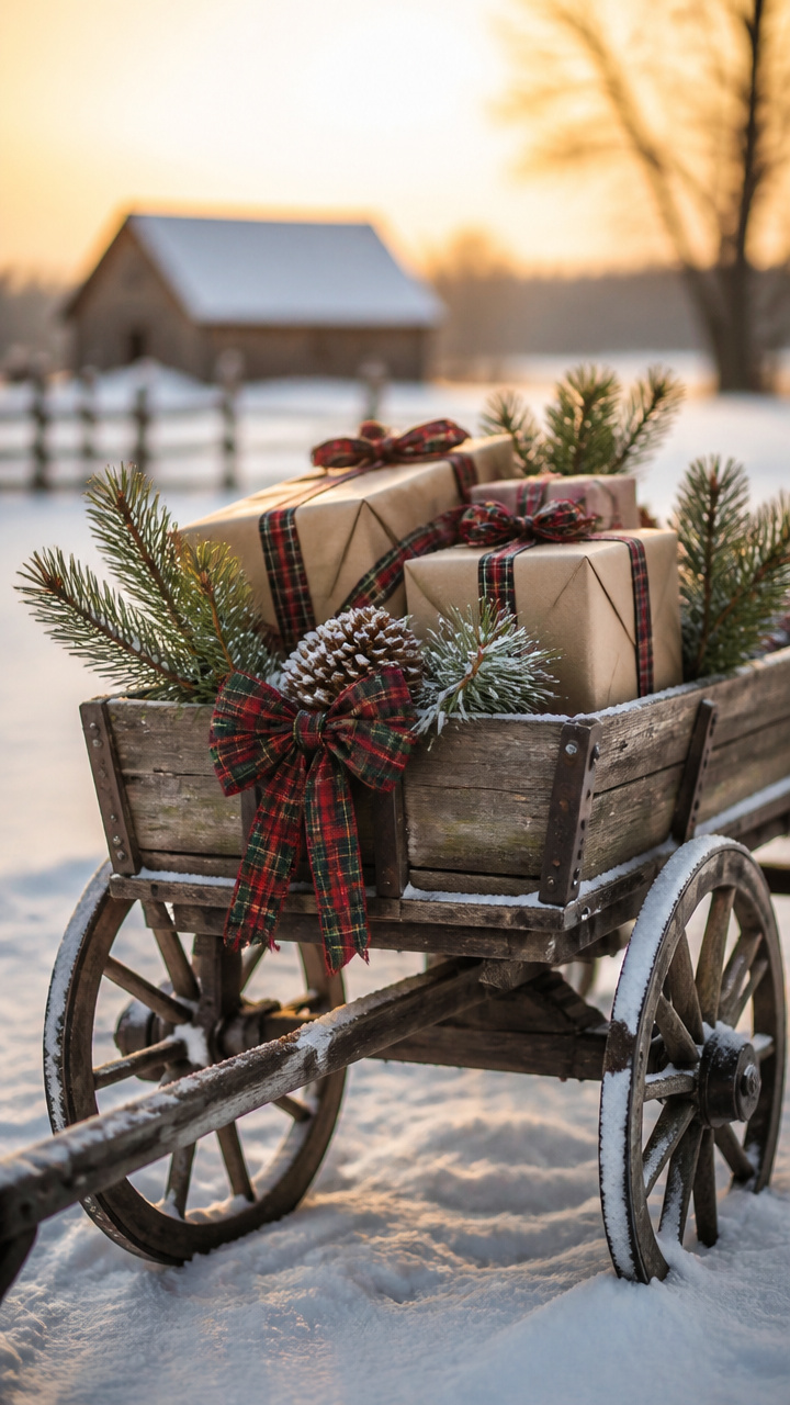 Antique Wagon Filled with Gifts